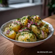 Bayrischer Kartoffelsalat Mit Essig und &Ouml;l: Warmes Dressing