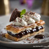 Bl&auml;tterteigTeebl&auml;tter mit Paradiescreme und Schoko Das elegante Blitz Geb&auml;ck