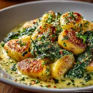 FeierabendGl&uuml;ck Einfache Gnocchi mit cremiger Spinatsauce