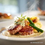 Puten Medaillons in LauchRahmSo&szlig;e Cremiges Feierabendessen