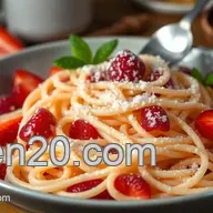 K&ouml;stliche Eis-Spaghetti mit gefrorenen Fr&uuml;chten: Eine erfrischende Idee!