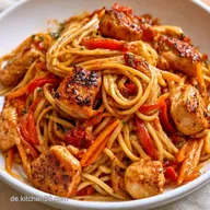 Gebratene Nudeln mit H&uuml;hnchen in 30 Min
