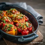 FeierabendKlassiker Gef&uuml;llte Spitzpaprika mit roten Linsen Vegetarisch