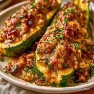 Gef&uuml;llte Zucchini aus dem Airfryer mit Hackfleisch