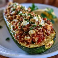 Gef&uuml;llte Zucchini mit Tomaten und Feta