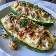 Gef&uuml;llte Zucchini mit Frischk&auml;se und Feta