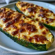 Gef&uuml;llte Zucchini vom Grill mit Feta und Frischk&auml;se