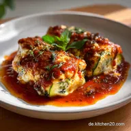 ZucchiniP&auml;ckchen in Tomatensauce: Low Carb Gesund