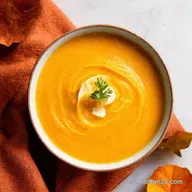 Goldener Herbsttraum K&uuml;rbissuppe mit Kokos und Ingwer