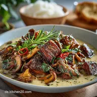 Vegetarisches Pilzgulasch Ungarischer Seelenschmaus mit Waldpilzen