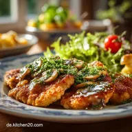 Traditionelles J&auml;gerschnitzel Rezept Zartes Schwein mit Pilzrahmso&szlig;e