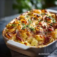 Klassisches NudelSchinkenGratin: Omas cremiger Seelenw&auml;rmer mit K&auml;sekruste