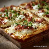 Low Carb Flammkuchen Els&auml;sser Art D&uuml;nn knusprig in 50 Minuten