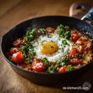 Low Carb Gem&uuml;seHackpfanne mit Spiegelei Das schnelle, einfache Keto Abendessen