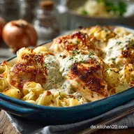 RanchH&auml;hnchen Makkaroni mit K&auml;se S&auml;miger Auflauf mit Kr&auml;uterKick
