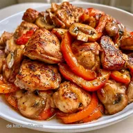 H&auml;hnchenpfanne Mit Paprika Und Pilzen