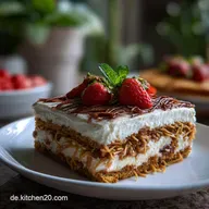 Spaghettieis Blechkuchen Rezept als k&ouml;stliches Dessert f&uuml;r die ganze Familie: In 45 Minuten