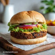 Veganer Schwarzbohnen-Burger f&uuml;r 4 Portionen