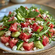Wassermelonen Feta Salat in 20 Minuten