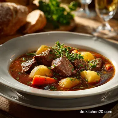 Gulaschsuppe: Das klassische ungarische Rezept f&uuml;r zartes Rindfleisch Rezeptkarte
