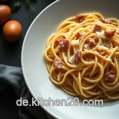 Authentische Nudeln Carbonara: Ein Italienischer Klassiker f&uuml;r Zuhause Rezeptkarte