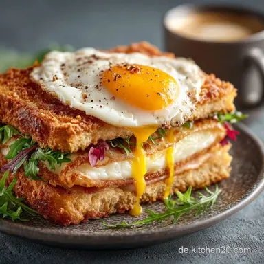 Das Beste Croque Madame Rezept Französisches Spiegelei Sandwich Rezeptkarte