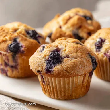 Muffins Backzeit: Saftige Blaubeermuffins wie von Oma! Rezeptkarte