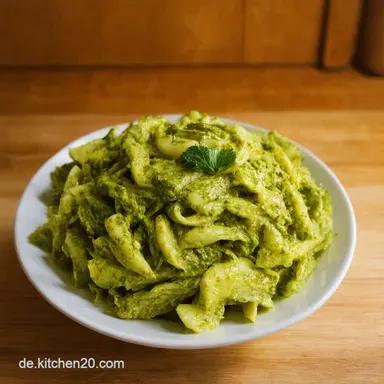 BlitzNUDELSALAT mit Pesto Schnelles Rezept f&uuml;r Genie&szlig;er Rezeptkarte