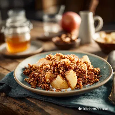 Knuspriges Hausgemachtes BratapfelGranola mit Vanille Omas Winter M&uuml;sli Rezeptkarte