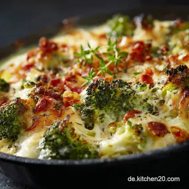 Brokkoli und K&auml;se Low Carb Variante Cremiger SchlemmerAuflauf Rezeptkarte