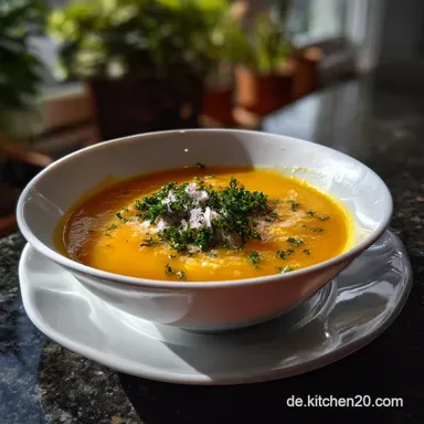 Gesunde Rezepte Cremige KarottenIngwerSuppe mit Kokosmilch: Samtiger Genuss