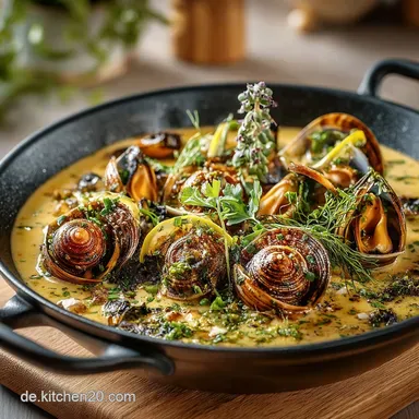 Muscheln in KnoblauchZitronenSahnesauce LuxusRezept in nur 30 Minuten Rezeptkarte