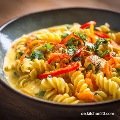 Thai Curry Pasta Cremiges FeierabendRezept in nur 35 Minuten Rezeptkarte