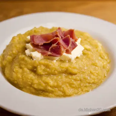 Salziger Haferbrei Deftiger Porridge mit Speck K&auml;se Rezeptkarte