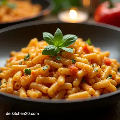 Orzo Pfanne Rezept Cremige Orzo Cremiges OnePotGl&uuml;ck mit Paprikahuhn Rezeptkarte