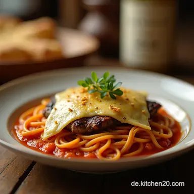 Mein genialer FeierabendHackfleisch Nudelauflauf schnell einfach k&auml;sig Rezeptkarte
