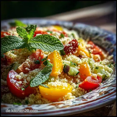 Frischer Couscous-Salat: Schnelles und gesundes Rezept mit Minze f&uuml;r den Sommer in 15 Minuten Rezeptkarte