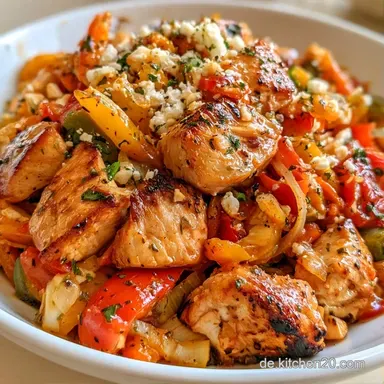 Gefl&uuml;gel-Paprika-Pfanne mit Feta: Cremig Rezeptkarte
