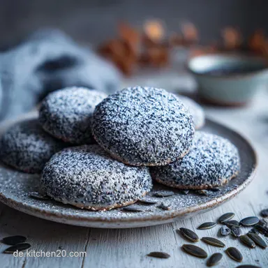 Gef&uuml;llte Mohnpl&auml;tzchen f&uuml;r 35 St&uuml;ck Rezeptkarte