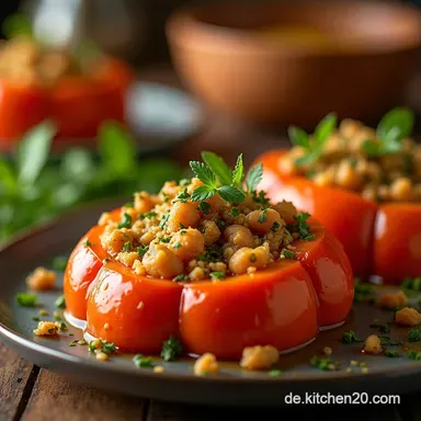 Herzhafte Gef&uuml;llte Paprikaschoten mit aromatischem Rotem Reis Rezeptkarte