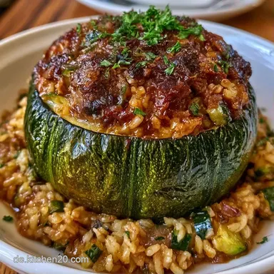 Gef&uuml;llte Zucchini mit Rinderhack Rezeptkarte