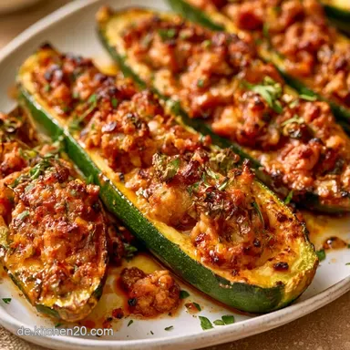 Gef&uuml;llte Zucchini Rezept (4 Personen) Rezeptkarte