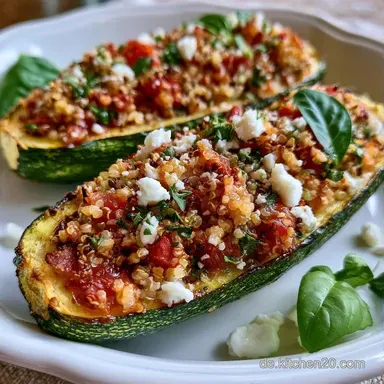 Gef&uuml;llte Zucchini mit Feta und Tomaten Rezeptkarte