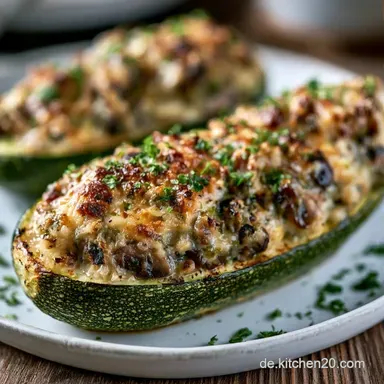 Gef&uuml;llte Zucchini mit Frischk&auml;se Rezeptkarte