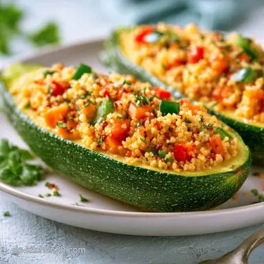 Gef&uuml;llte Zucchini mit Gem&uuml;se in 40 Min Rezeptkarte