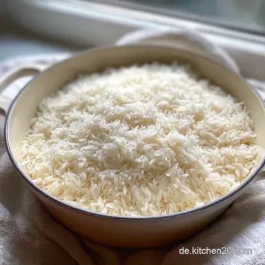 Gekochter Reis in 25 Minuten: Reis Kochen Topf Rezeptkarte