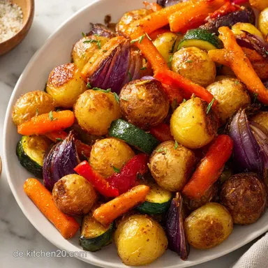 Rezept Gem&uuml;se Hei&szlig;luftfritteuse in 25 Minuten: Karamellisiert Rezeptkarte