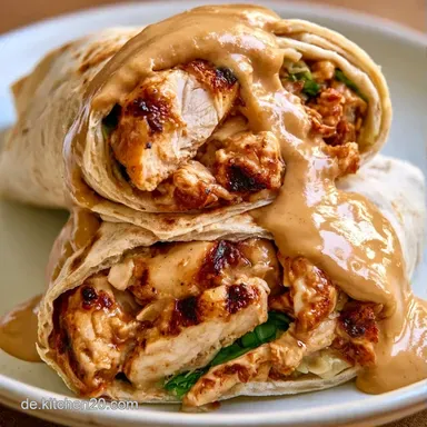 H&auml;hnchen Wrap mit Erdnuss Kokos Sauce Rezeptkarte