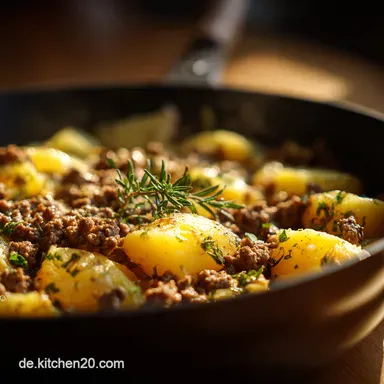 Schnell Deftig Kartoffelpfanne mit Hackfleisch Einfaches Feierabe Fix in 35 Min Rezeptkarte