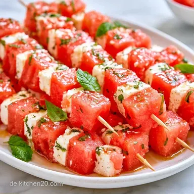 Herzhafte MelonenSpie&szlig;e mit Feta Rezeptkarte